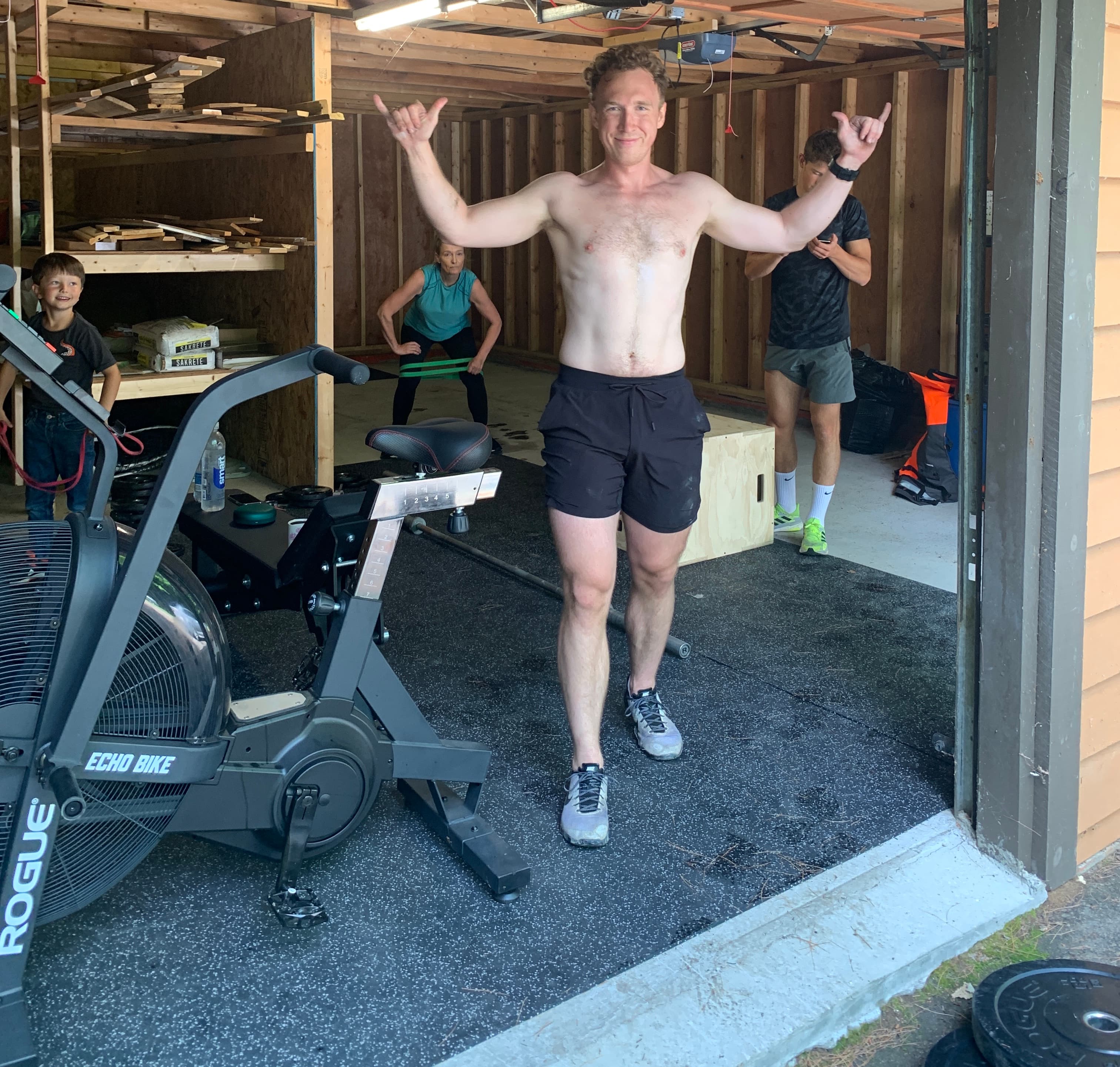 The Eskildsens fitting in a workout